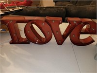 Lighted Metal LOVE sign. Battery operated.  24" l