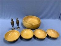 Lot of lovely wooden bowls from Yugoslavia and sil