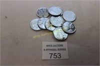 1943 Steel Lincoln Pennies (10) Total - AU