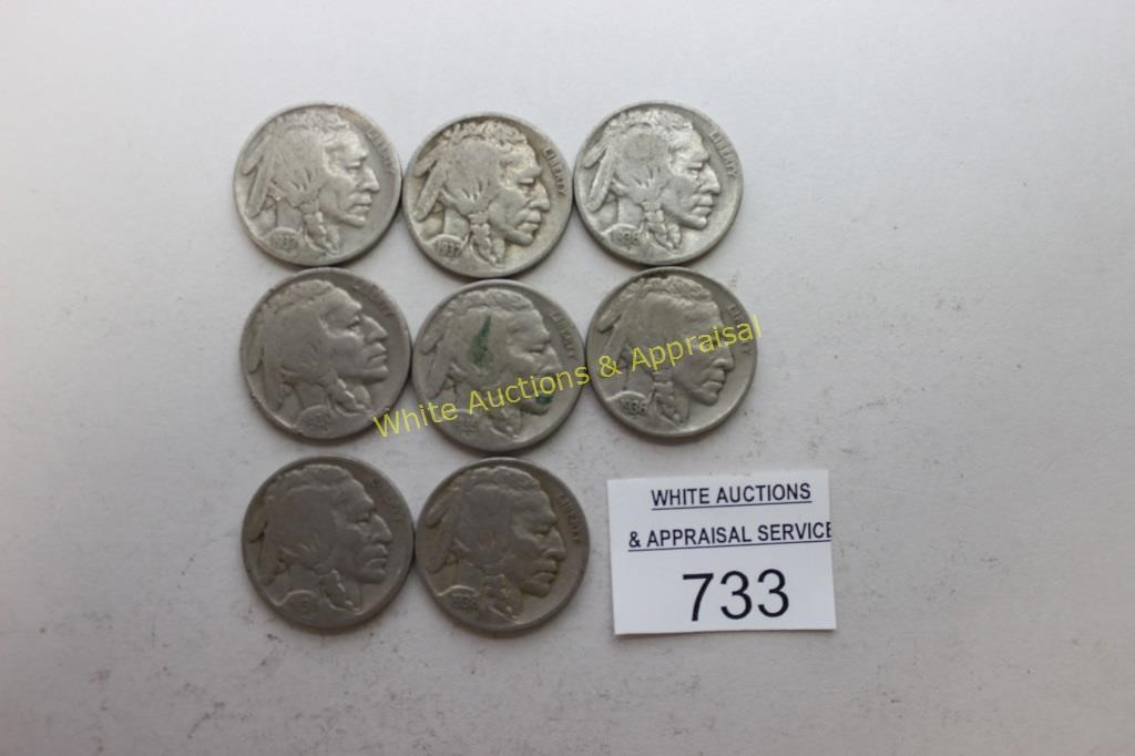 Buffalo Nickels - 1930"s > - (8) Total - F > VF