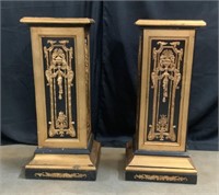 Pair Black & Gold Pedestals