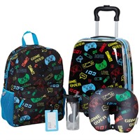 RALME 5 pc Boys’ Gaming Rolling Suitcase Set with