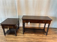 Dark Finish Drop Front Console Table & Side Table