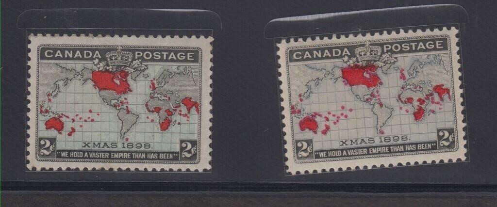Canada Stamps #85-86 Mint Hinged, maps, CV $80