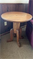Handcrafted round oak side table
