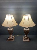 2 Large Modern Wood Base Lamps