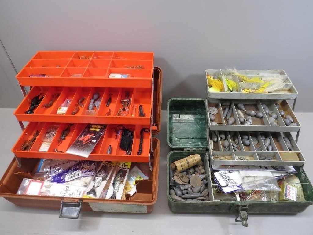 2 Tackle boxes and contents – few lures, jig