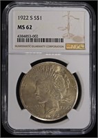 1922-S PEACE DOLLAR NGC MS-62