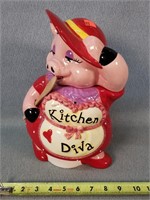 Kitchen Diva Pig Cookie Jar- 13"t