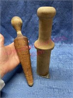 (2) Old wood pestles