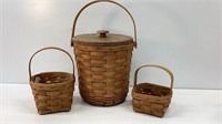 Longaberger basket, (3pc) 1991 fruit basket with