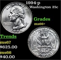 1994-p Washington Quarter 25c Grades GEM++ Unc