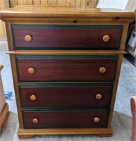 4 DRAWER BASSETT PINE CHEST, ONE PULL IS LOOSE