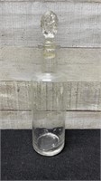 Vintage Clear Etched Glass Decanter 10" Tall