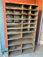 old metal cubby unit