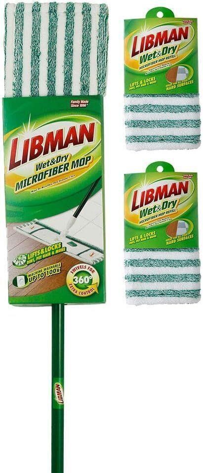 Libman Wet & Dry Microfiber Mop Kit Plus Refills