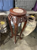 MARBLE TOP ROSEWOOD PLANTER STAND NOTE