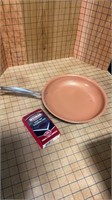 Gotham, copper skillet and scrubbing pads for