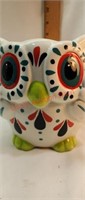 Vintage Ceramic Wise Old Owl Planter 8"x8" Retro