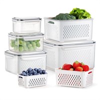 COCOYA 5-Pack Large Fruit Containers for Fridge,