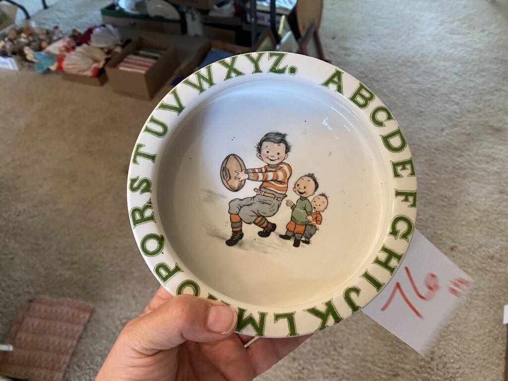 VINTAGE CHILDS ALPHABET & FOOTBALL BOWL