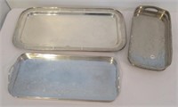 (3) Silver Plated Rectangular Platters/Serving