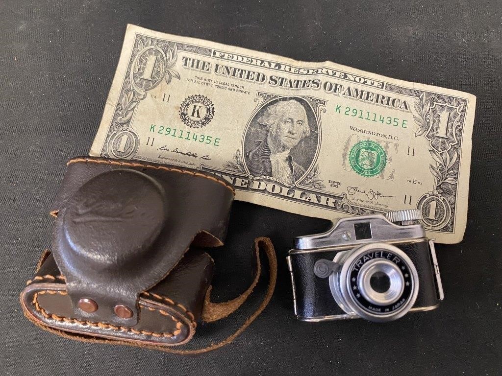 Vintage Traveler Small Camera & Leather Case