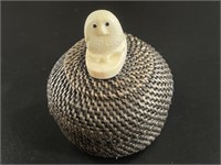 Carl Hank Jr. lidded baleen basket with walrus ivo