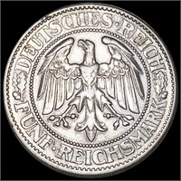 1932-F Germany 5 Reichsmark CLOSELY UNC
