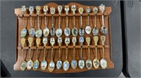 SOUVENIR SPOON COLLECTION & DISPLAY STAND