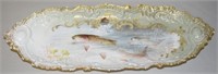 Antique Limoges Handpainted Fish Serving Platter