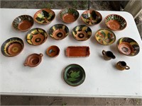 Mexican pottery Bowls and assorted pottery pieces