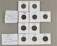 10ct Liberty V Nickels 1892-1910