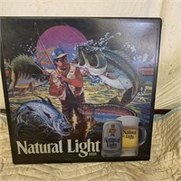 Natural Light beer sign bass trout fishing bar