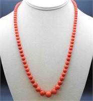 ANTIQUE GRADUATED CORAL BEAD NECKLACE