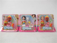 (3) Barbie Club Chelsea Dress-Up Doll 6", In