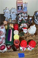 Christmas lot-Santa figurines, angels, candles