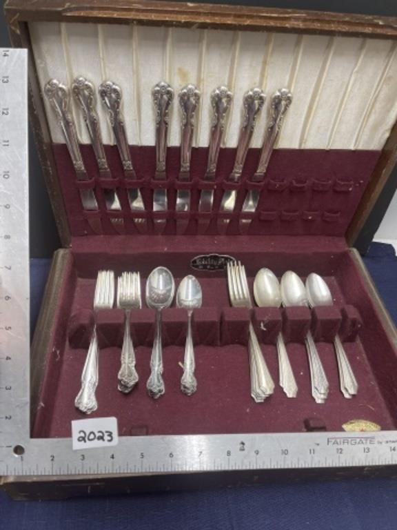 Mixed silver plate silverware 52 pcs in case