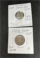 90%Silver 1800's Liberty Half Dollar and Flying