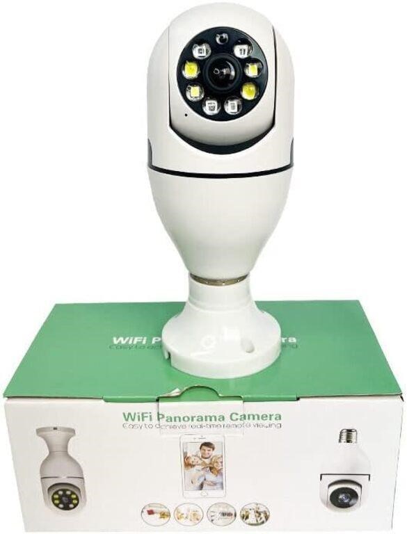 Bulb Camera, Panoramic WiFi Home Security Camera w