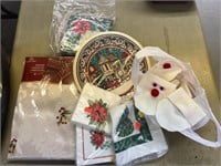 Christmas tablecloth, napkins, plates, handmade