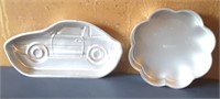 Wilton race car and flower shape cake pans