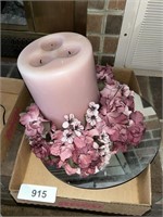 Large Candle & Round Mirror Table Display