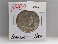 1948-D 90% Silver Franklin Half $1 Dollar