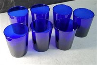 Cobalt blue glasses group of 7