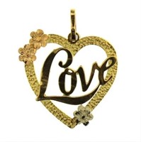 14kt Gold Diamond Love Pendant