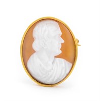 14K Yellow Gold Shell Cameo Pin