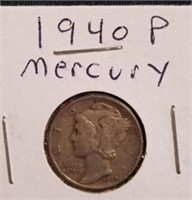 1940 P Mercury Silver Dime