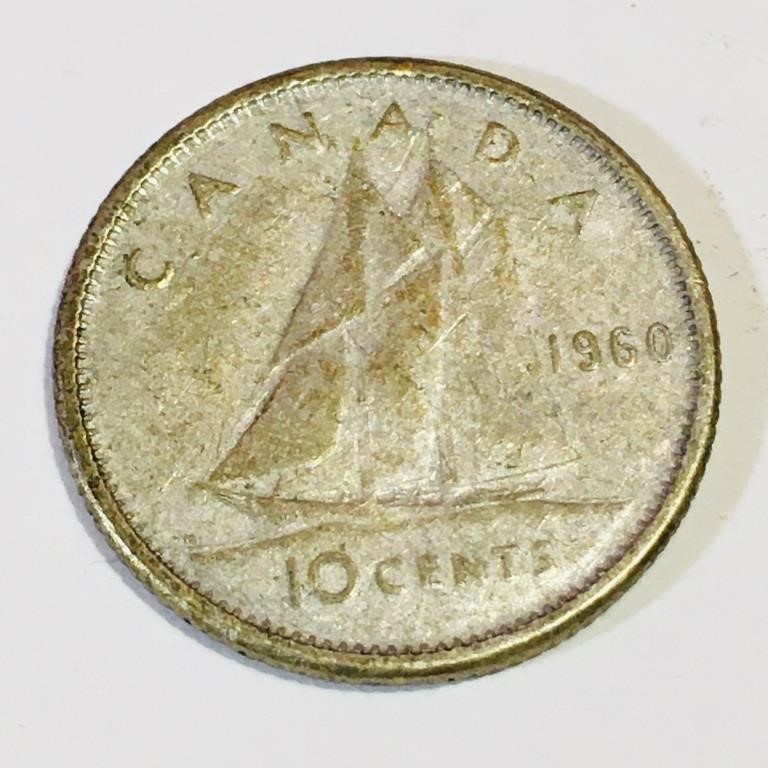 Silver 1960 Canada 10 Cent Coin