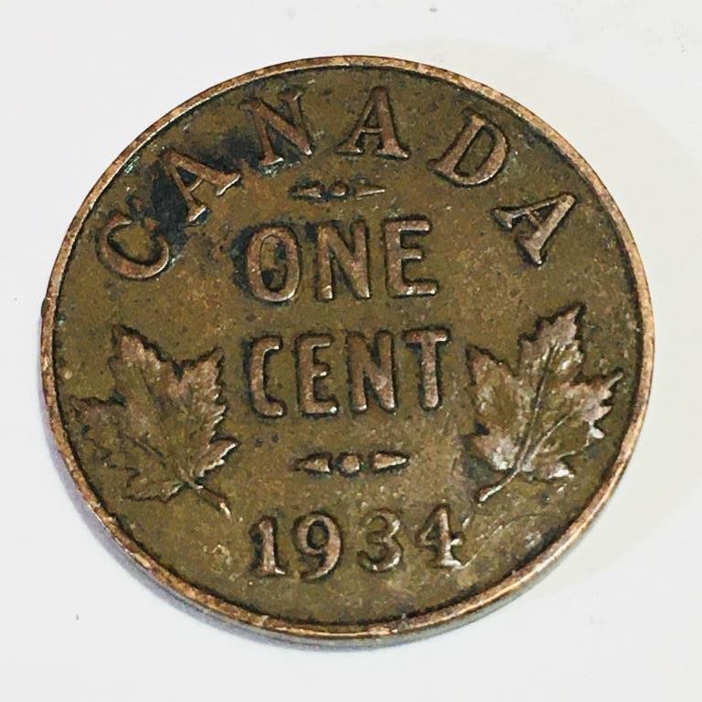 1934 Canada One Cent Coin